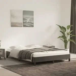 vidaXL Cadre de lit Gris foncé 140x190 cm Velours pas cher