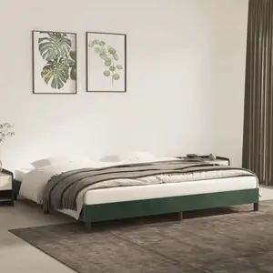 vidaXL Cadre de lit Vert foncé 200x200 cm Velours pas cher