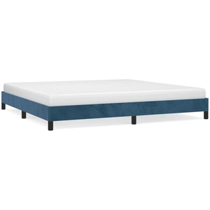 vidaXL Cadre de lit Bleu foncé 200x200 cm Velours pas cher