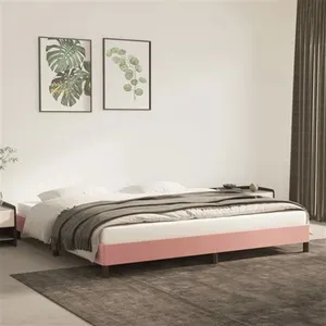 vidaXL Cadre de lit Rose 200x200 cm Velours pas cher