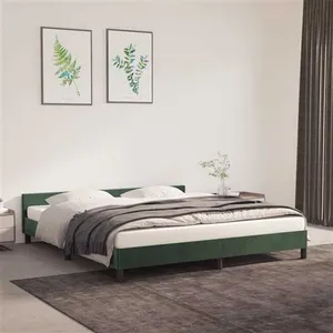 vidaXL Cadre de lit avec tête de lit Vert foncé 180x200 cm Velours