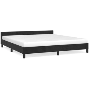 vidaXL Cadre de lit avec tête de lit Noir 160x200 cm Velours pas cher