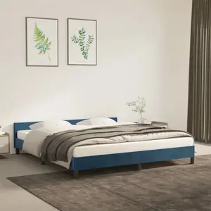 vidaXL Cadre de lit avec tête de lit Bleu foncé 180x200 cm Velours pas cher