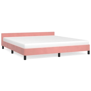 vidaXL Cadre de lit avec tête de lit Rose 180x200 cm Velours pas cher