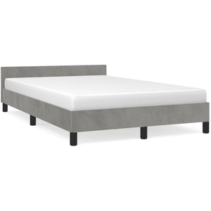 vidaXL Cadre de lit avec tête de lit Gris clair 140x200 cm pas cher
