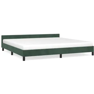 vidaXL Cadre de lit avec tête de lit Vert foncé 200x200 cm Velours pas cher