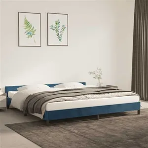 vidaXL Cadre de lit avec tête de lit Bleu foncé 200x200 cm Velours pas cher