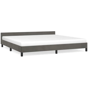 vidaXL Cadre de lit avec tête de lit Gris foncé 200x200 cm Velours pas cher