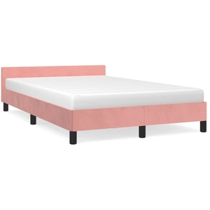 vidaXL Cadre de lit avec tête de lit Rose 120x200 cm Velours pas cher