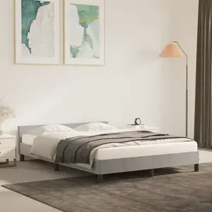 vidaXL Cadre de lit avec tête de lit Gris clair 140x190 cm Velours pas cher