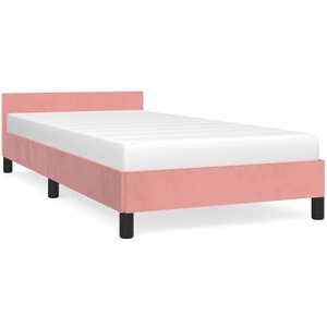 vidaXL Cadre de lit avec tête de lit Rose 90x200 cm Velours pas cher
