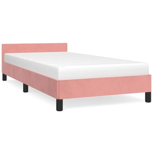 vidaXL Cadre de lit avec tête de lit Rose 100x200 cm Velours pas cher