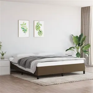 vidaXL Cadre de lit Marron foncé 160x200 cm Tissu pas cher