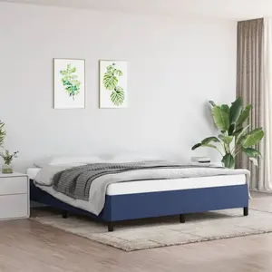 vidaXL Cadre de lit Bleu 160x200 cm Tissu pas cher