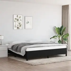 vidaXL Cadre de Lit Noir 200x200 cm Tissu347092 pas cher
