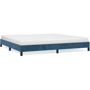 vidaXL Cadre de lit Bleu foncé 200x200 cm Velours pas cher