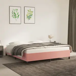 vidaXL Cadre de lit Rose 180x200 cm Velours pas cher