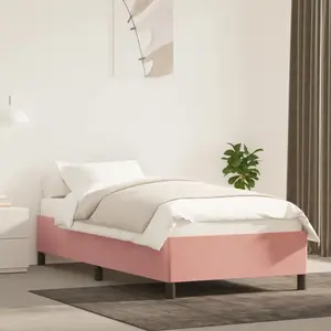 vidaXL Cadre de lit Rose 100x200 cm Velours pas cher
