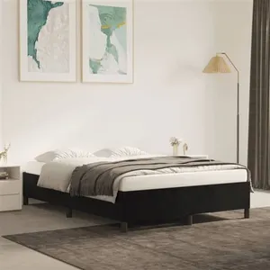 vidaXL Cadre de lit Noir 140x190 cm Velours pas cher