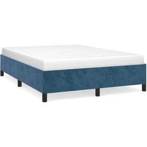 vidaXL Cadre de lit Bleu foncé 140x190 cm Velours pas cher