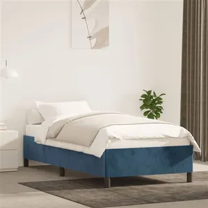 vidaXL Cadre de lit Bleu foncé 90x190 cm Velours pas cher