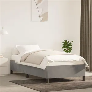 vidaXL Cadre de lit Gris clair 90x200 cm Velours pas cher