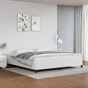 vidaXL Cadre de lit Blanc 200x200 cm Similicuir pas cher