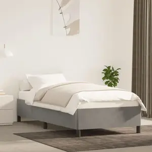 vidaXL Cadre de lit Gris clair 100x200 cm Velours pas cher