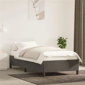 vidaXL Cadre de lit Gris foncé 90x200 cm Velours pas cher