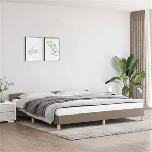 vidaXL Cadre de lit avec tête de lit Taupe 200x200 cm Tissu pas cher