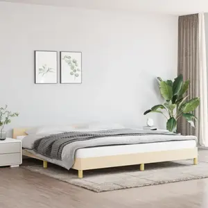 vidaXL Cadre de lit avec tête de lit Crème 200 x 200 cm Tissu pas cher