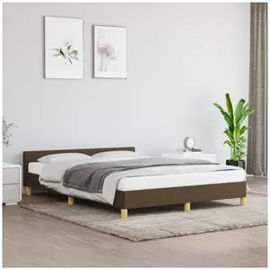 Comparateur de prix : vidaXL Cadre de lit avec tête de lit Marron foncé 140x200 cm Tissu