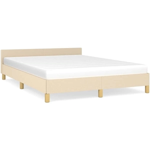 vidaXL Cadre de lit avec tête de lit Crème 140x190 cm Tissu pas cher