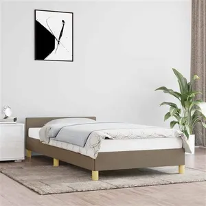 vidaXL Cadre de lit avec tête de lit Taupe 90x200 cm Tissu