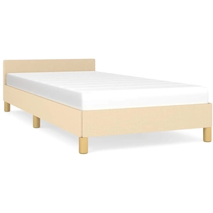 Comparateur de prix : vidaXL Cadre de lit avec tête de lit Crème 90x200 cm Tissu