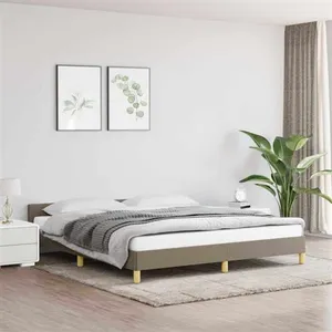 vidaXL Cadre de lit avec tête de lit Taupe 160x200 cm Tissu pas cher