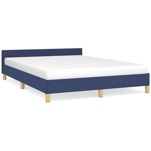 vidaXL Cadre de lit avec tête de lit Bleu 140 x 200 cm Tissu pas cher