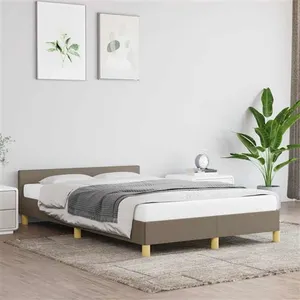 vidaXL Cadre de lit avec tête de lit Taupe 120x200 cm Tissu pas cher
