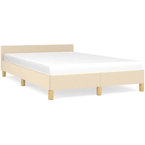 vidaXL Cadre de lit avec tête de lit Crème 120x200 cm Tissu pas cher