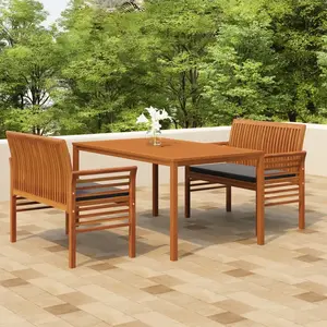 vidaXL Ensemble à dîner d'extérieur 3 pcs et coussins Acacia solide
