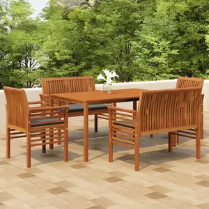vidaXL Ensemble à manger d'extérieur 5 pcs et coussins Acacia solide pas cher