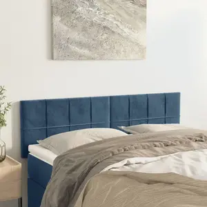 vidaXL Têtes de lit 2 pcs Bleu foncé 72x5x78/88 cm Velours pas cher