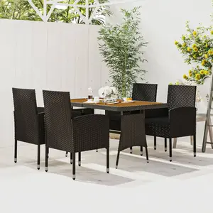 vidaXL Ensemble à manger d'extérieur 5 pcs Résine tressée Noir pas cher
