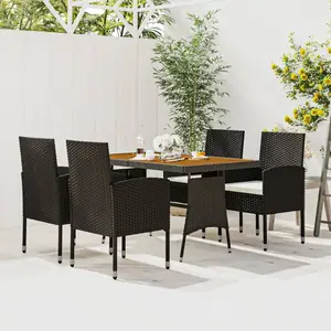 vidaXL Mobilier à dîner d'extérieur 5 pcs Résine tressée Noir pas cher