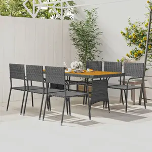vidaXL Mobilier à dîner d'extérieur 7 pcs Résine tressée Gris pas cher