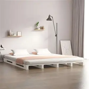 vidaXL Lit de palette Blanc 140x190 cm Bois de pin massif 821438