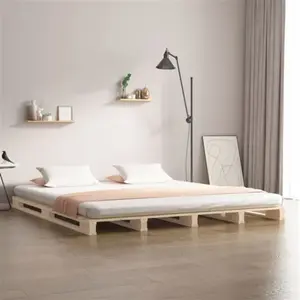 Non communiqué vidaXL Lit de palette 135x190 cm Bois de pin massif Double pas cher