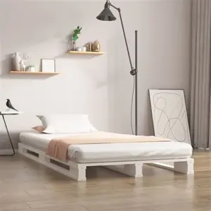vidaXL Lit de palette Blanc 90x190 cm Bois de pin massif Simple pas cher
