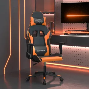 vidaXL Chaise de jeu de massage Noir et orange Similicuir pas cher