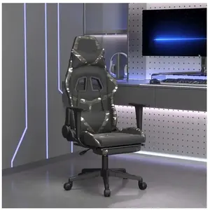 vidaXL Chaise de jeu de massage repose-pied Noir&Camouflage Similicuir pas cher